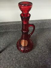 Vintage Jim Beam Ruby Red Glass Decanter Kentucky Bourbon Whiskey Bottle *EMPTY* picture