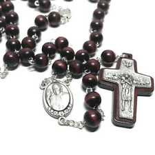 Wooden Rosary -Pope Francis -Good Pastor Cross - Blessed By Pope picture