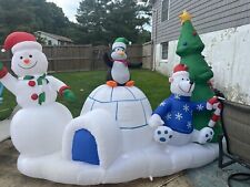 RARE Gemmy 10ft Christmas Airblown Inflatable Snowman Penguin Lightshow AS IS picture