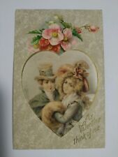 Valentine Couple My Valentine Think of Me Embossed Postcard picture