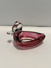 Vintage Pink Glass Duck Ashtray Trinket Dish Cigar Ashtray picture