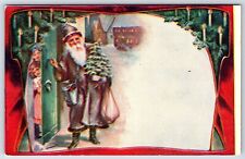 Postcard Victorian Purple Santa Claus Tree Children St Nick Christmas c1906 S31 picture