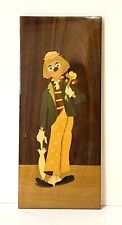 Vintage Marquetry Wood Inlay Clown Wall Art Plaque Italy 7”x17” picture