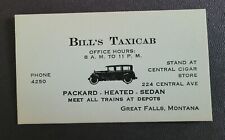 Vintage Bill's Taxicab Business Calling Card Packard Great Falls, Montana Ad picture