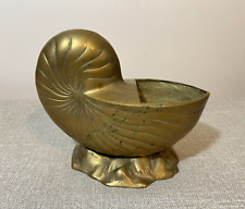 Vintage Solid  Brass Large Retro MCM Nautilus Tiki Shell Planter picture
