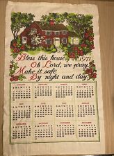 Vtg 1971 Calendar Tea Dish Towel Bless This House picture