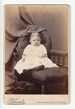 Cabinet Card Antique Photo Baby Girl n Chair Philadelphia PA c1870s 6.5X4.25 picture