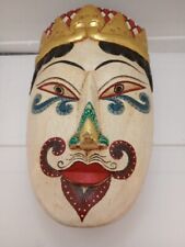 Vintage Java Wood Decorative Mask Javanese King Hand Painted Bali Indonesia  picture