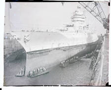 Large Ship Being Worked On By Crew - The U S S Idaho One Of The 1935 Old Photo picture