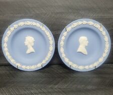 Wedgwood Jasperware Blue Portrait Plates Queen Elizabeth II & Duke of Edinburgh picture