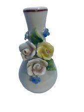 VINTAGE Vase 3D White Flower Design Ceramic Porcelain Mini Buds picture