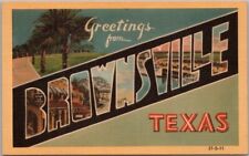 Vintage 1940s BROWNSVILLE Texas Large Letter Postcard Multi-View / Dexter Linen picture