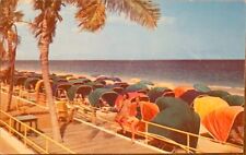 Postcard ; Beautiful Beaches of the Southland ; Florida Cabanas Palm Trees Swim picture