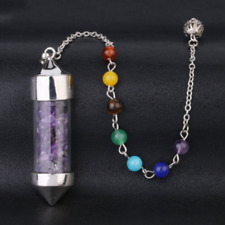 Natural Amethyst Quartz Crystal Stone Bead Pendant Chakra Healing Necklace Gift picture