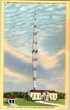 Vintage Postcard America's Tallest Radio Tower 878 Ft Nashville Tennessee Linen picture