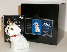 JOY TO THE WORLD - BICHON FRISE PUPPY  BLOWN GLASS CHRISTMAS ORNAMENT NEW IN BOX picture