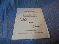 Gillette Tire Plant US Rubber 20 Year Club First Annual Banquet 1941 Eau Claire picture
