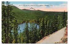 Oregon Vintage Postcard c1954 Blue Lake and Mt. Washington Linen picture