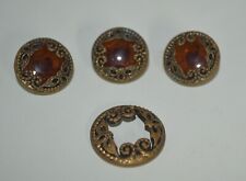Vintage Buttons Metal Brass Gem Exquisite Ornate Crafting picture