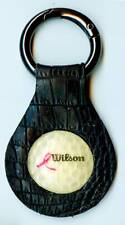 Leather Key Fob - Breast Cancer Reasearch Golf Ball - Alligator Leather    (L03 picture