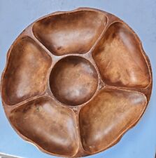 Vintage Wooden 6 Slot Serving Bowl Lazy Susan, S Sosan Made in the Philippines  picture