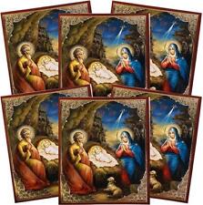 Ornate Orthodox The Nativity of Christ Prayer Cards for Purses or Wallet 6 Pack picture