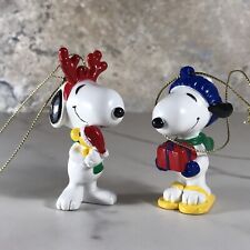 VINTAGE PEANUTS SNOOPY & SNOOPY WITH WOODSTOCK VINYL CHRISTMAS ORNAMENTS picture