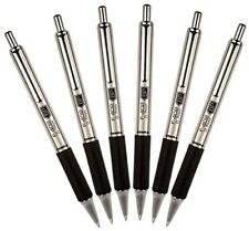 6Pens Zebra F-402 Stainless Steel Retractable Ballpoint Pen,0.7mm, Black,(29210) picture