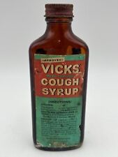 Vintage Vicks Medi-Trating Cough Syrup Brown Bottle 60’s - 5.25” Tall - 1/3 Full picture