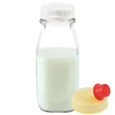 12 Oz Square Glass Milk Bottle With Lids Milk Container For Refrigerator 12 Ounc picture