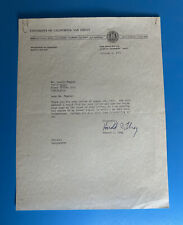 Harold Urey (Nobel Prize Chemistry 1934) Typed Letter Signed 1971 picture