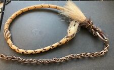 Antique Tack Horse Hair Handmade whip Or Rein Iron Chain As Is picture