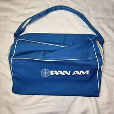 Vintage 70's Pan Am Messenger Blue Carry-On Bag w/ Adjustable Strap and Zipper picture