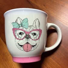 Sheffield Home Coffee Cup Mug Dog Terrier Bulldog with pink glasses picture