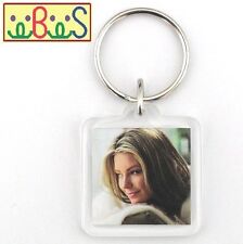 50x Blank Sq Clear Acrylic Keyrings 25x25mm Photo Size (key ring plastic) F1428 picture
