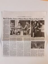 Bert I. Gordon New York Times Obituary - The King Of the Monster Movies picture