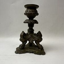 Vintage Antique Heavy Candlestick Holder 5 3/4” Tall Brass Bronze Beautiful picture