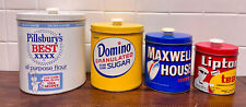 Set of 4 Vintage JL Clark Tins Canisters Pillsbury Domino Maxwell Lipton picture