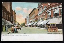 LA CROSSE WISCONSIN 1904 Antique Postcard 4th & Pearl St Downtown Artist Card picture