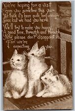 1910 Three KITTENS EXPECTING YOU, CATS, George Jones, Lawrence Kansas Postcard picture