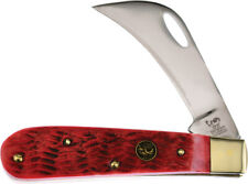 Hen & Rooster Hawkbill Pocket Knife Red Pick Bone Folding Stainless Blade 441RPB picture