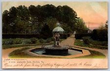 Norfolk Virginia~Lafayette Park~Lil Boy & Girl Umbrella Fountain~1906 Rotograph picture