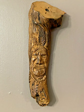 Hand Carved Wooden Indigenous Native American Wall Art, Signed 1998 picture