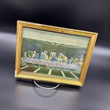 Vintage Foil Picture Jesus Christ Last Supper Wood Frame Wall Hanging Christian picture