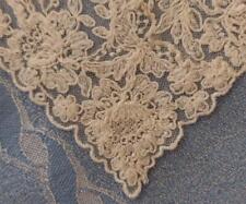Stunning VTG Wedding Hanky Hand Embroidered Net Lace Linen Ivory Floral picture