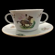 Vintage WINTERLING ROSLAU Bavaria Tea Cup And Saucer Hunt Horse Hat Horn Rare picture