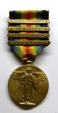 VINTAGE WW I U.S. Victory Medal with 4 Battle Bars SOMME OFFENSIVE picture