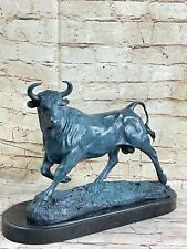 Large Green Patina Bull Bronze Marble Base Sculpture Abstract Modern Art Figure picture