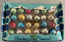 Vntg Mini Glass Christmas Ornaments SHINY BRITE Box 24 Multicolor  picture