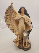 Franklin Mint - Jo anne Bird Dreamcatcher Native Girl & Wolf Porcelain Statue picture